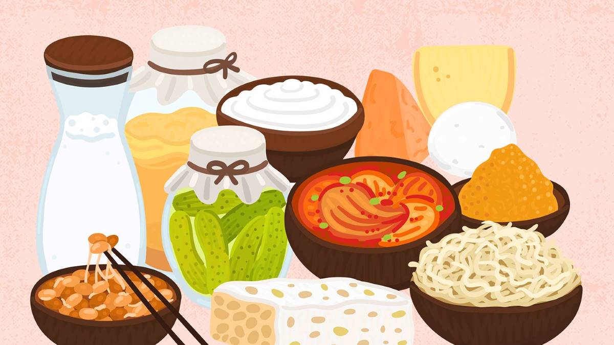 مجموعة أطعمة تحتوي على البروبيوتيك
